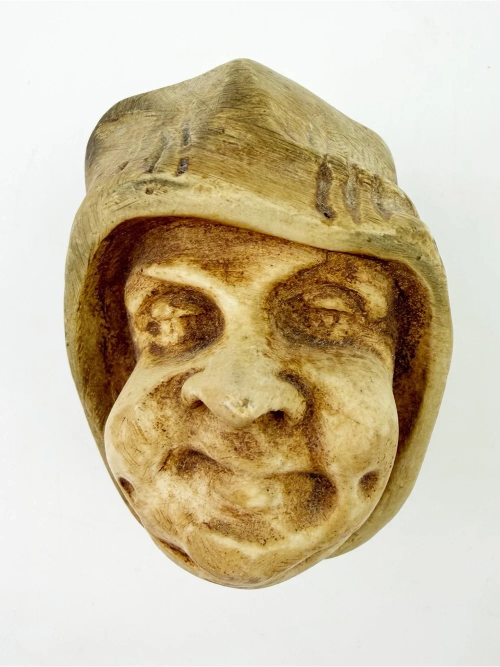 Antique French Chalkware Sloth Seven Deadly Sins Wall Match Holder Folk Art Rare